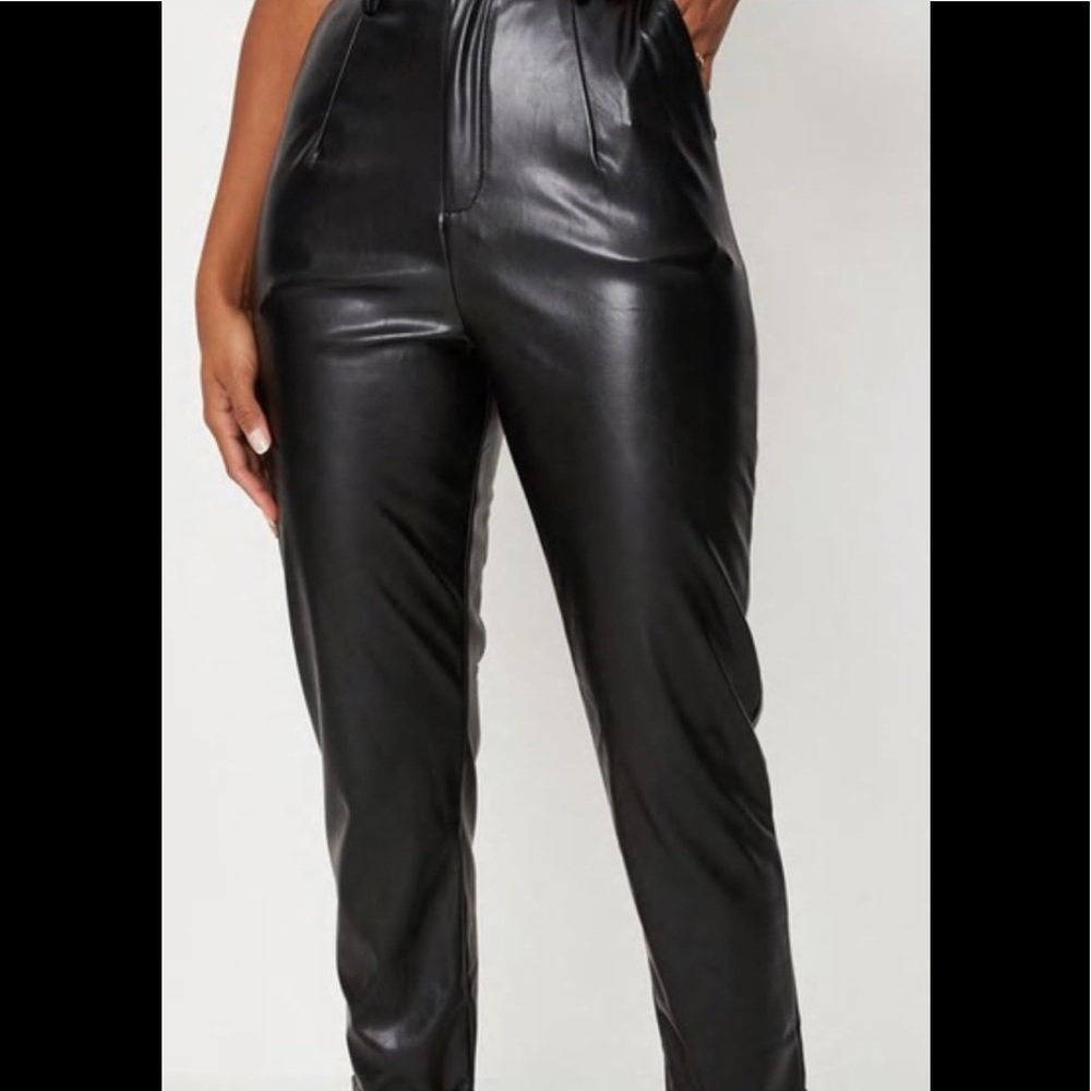 Black Faux Leather Cigarette Pants